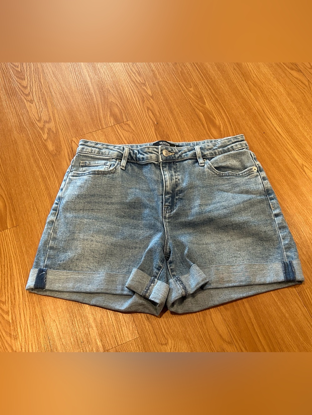 Hudson Jeans Light Blue Rolled-Hem Denim Shorts